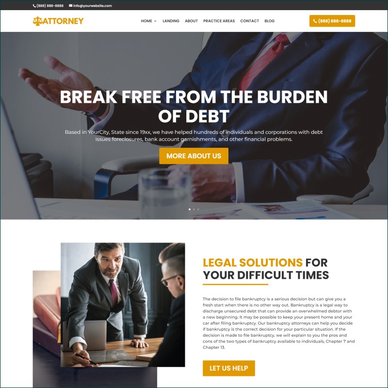 Free Bankruptcy Attorney Website With Hosting
