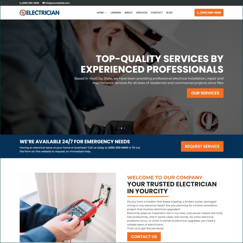 Free Electrician Website With Hosting