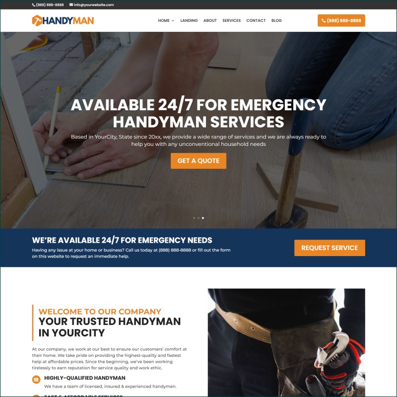 Free Handyman Website With Hosting