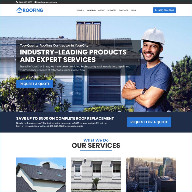 Free Roofing Website With Hosting