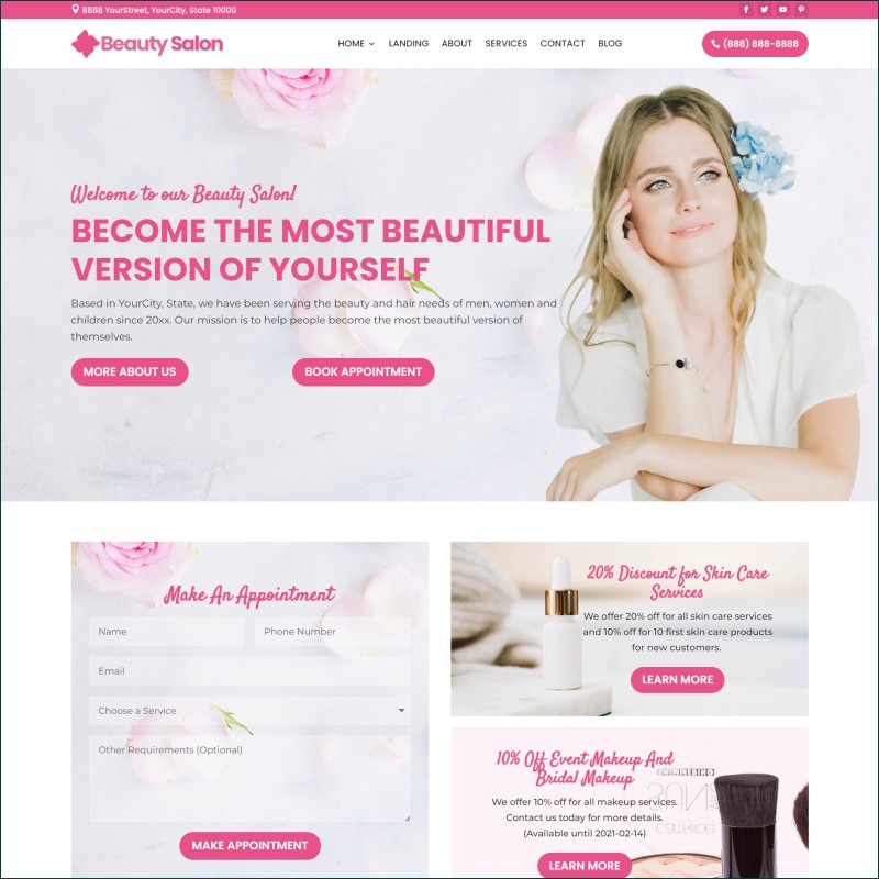 Free Beauty Salon Website With Hosting