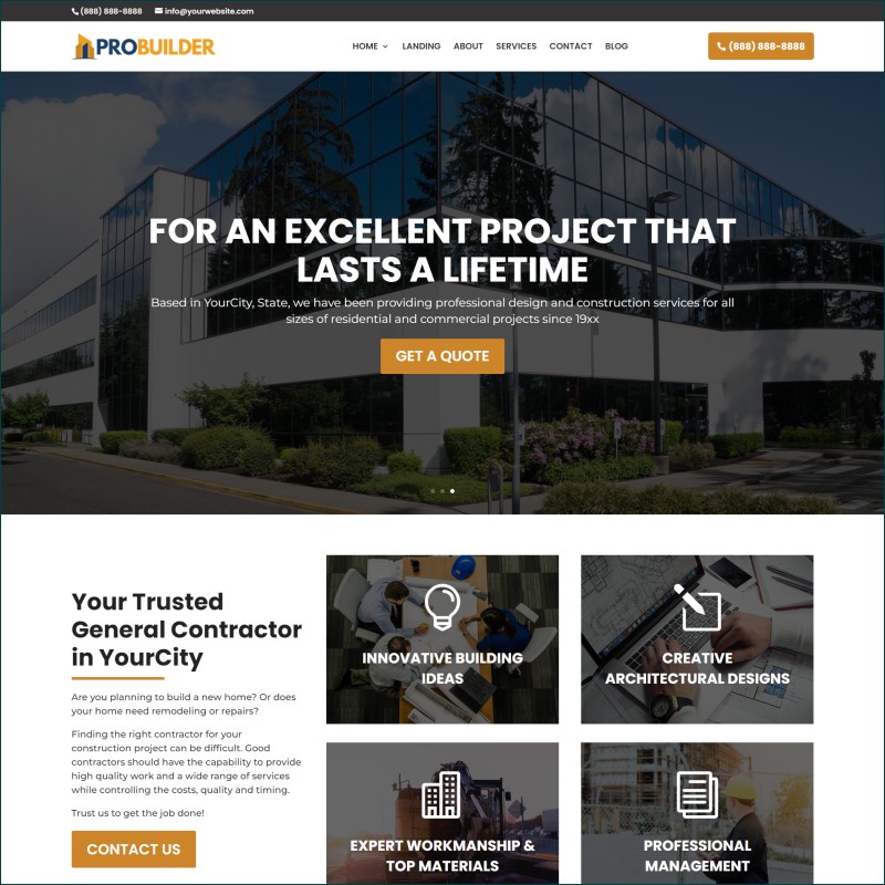 Free Building Contractors Website With Hosting